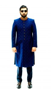 Blue Embroidered Sherwani-ADAMBAKSH1