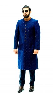 Blue Embroidered Sherwani-ADAMBAKSH6